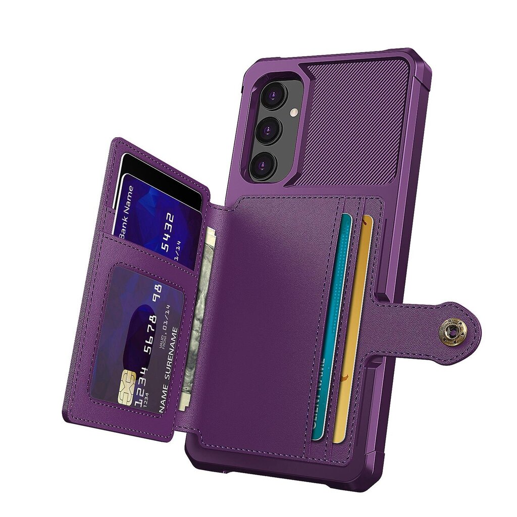 Samsung Galaxy A05s 4G puhelinkuorelle PU+TPU takakansi korttitelineellä hinta ja tiedot | Puhelimen kuoret ja kotelot | hobbyhall.fi