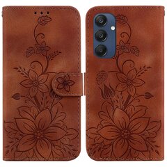 Samsung Galaxy M35 5G -telinekotelolle Lily Flower Imprint -nahkainen puhelimen suojus hinta ja tiedot | Puhelimen kuoret ja kotelot | hobbyhall.fi