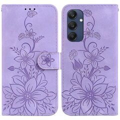 Samsung Galaxy M35 5G -telinekotelolle Lily Flower Imprint -nahkainen puhelimen suojus hinta ja tiedot | Puhelimen kuoret ja kotelot | hobbyhall.fi