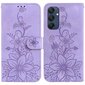 Samsung Galaxy M35 5G -telinekotelolle Lily Flower Imprint -nahkainen puhelimen suojus hinta ja tiedot | Puhelimen kuoret ja kotelot | hobbyhall.fi