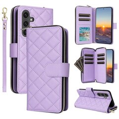 Samsung Galaxy S24 FE -kotelolle vetoketjullinen lompakko Rhombus PU nahkainen Crossbody puhelinlaukku hinta ja tiedot | Puhelimen kuoret ja kotelot | hobbyhall.fi