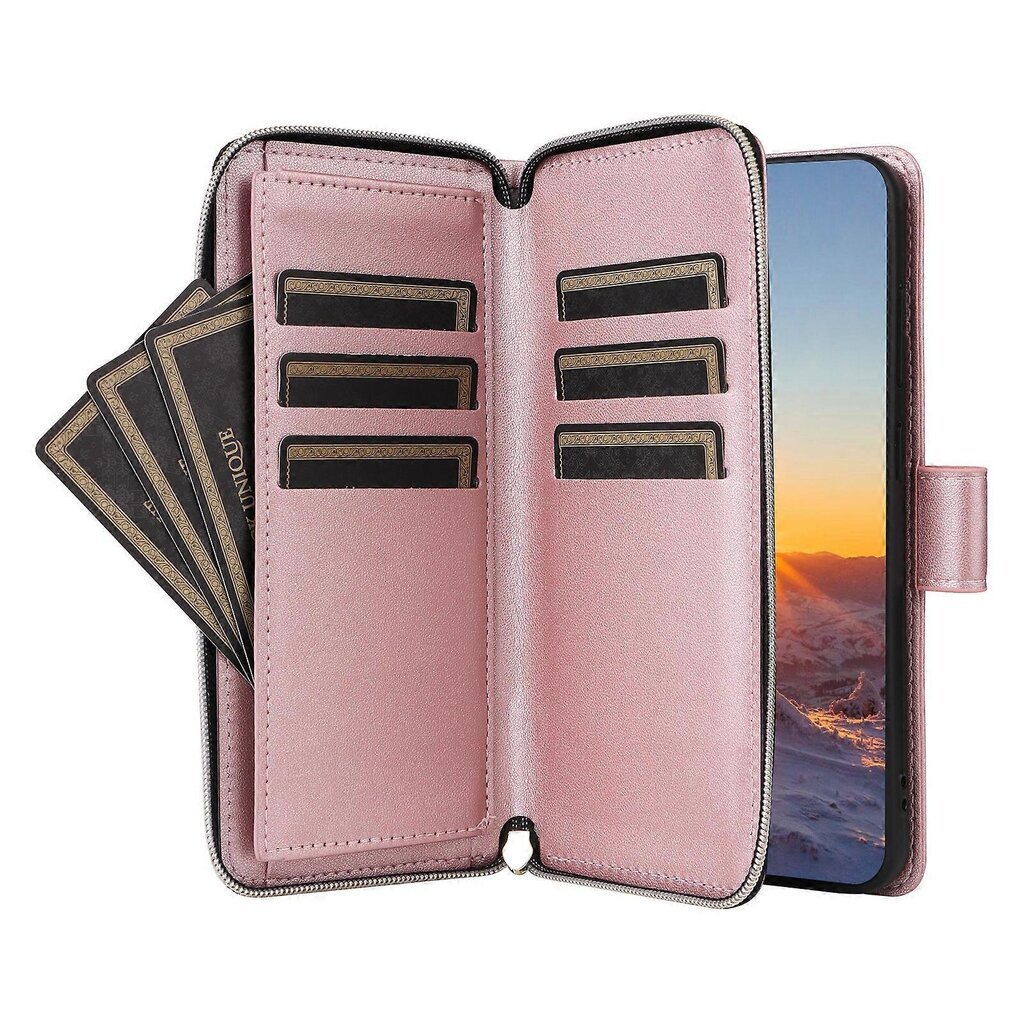 Samsung Galaxy S24 FE -kotelolle vetoketjullinen lompakko Rhombus PU nahkainen Crossbody puhelinlaukku hinta ja tiedot | Puhelimen kuoret ja kotelot | hobbyhall.fi