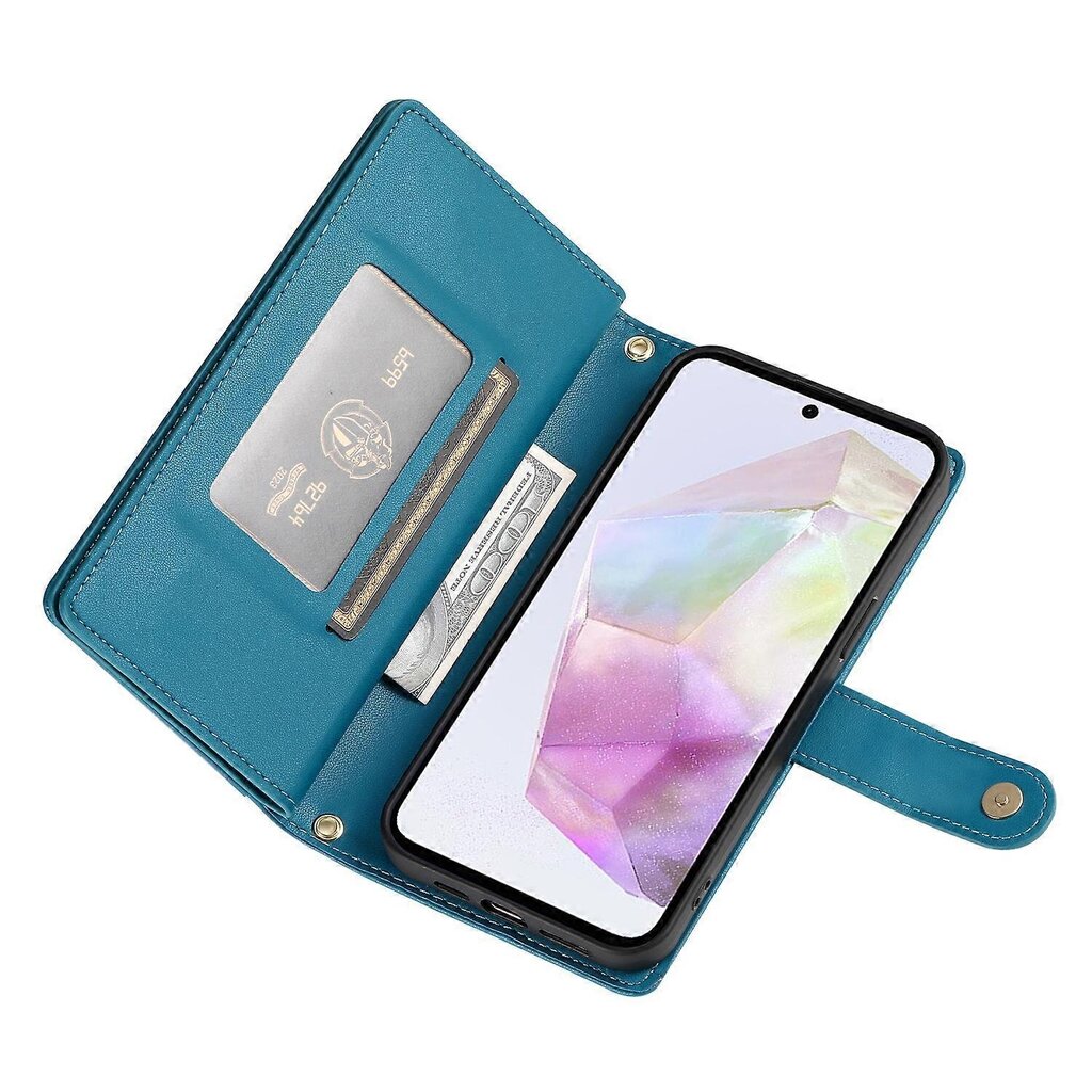 Samsung Galaxy A35 5G Case PU-nahkaiselle vetoketjutaskulle, Flip-puhelimen suojus hinta ja tiedot | Puhelimen kuoret ja kotelot | hobbyhall.fi