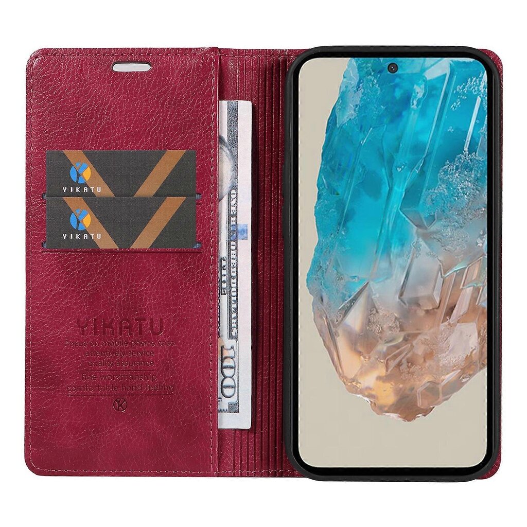 Samsung Galaxy M35 5G -kotelolle Litchi Grain Nahkainen Lompakon puhelimen suojakuori hinta ja tiedot | Puhelimen kuoret ja kotelot | hobbyhall.fi