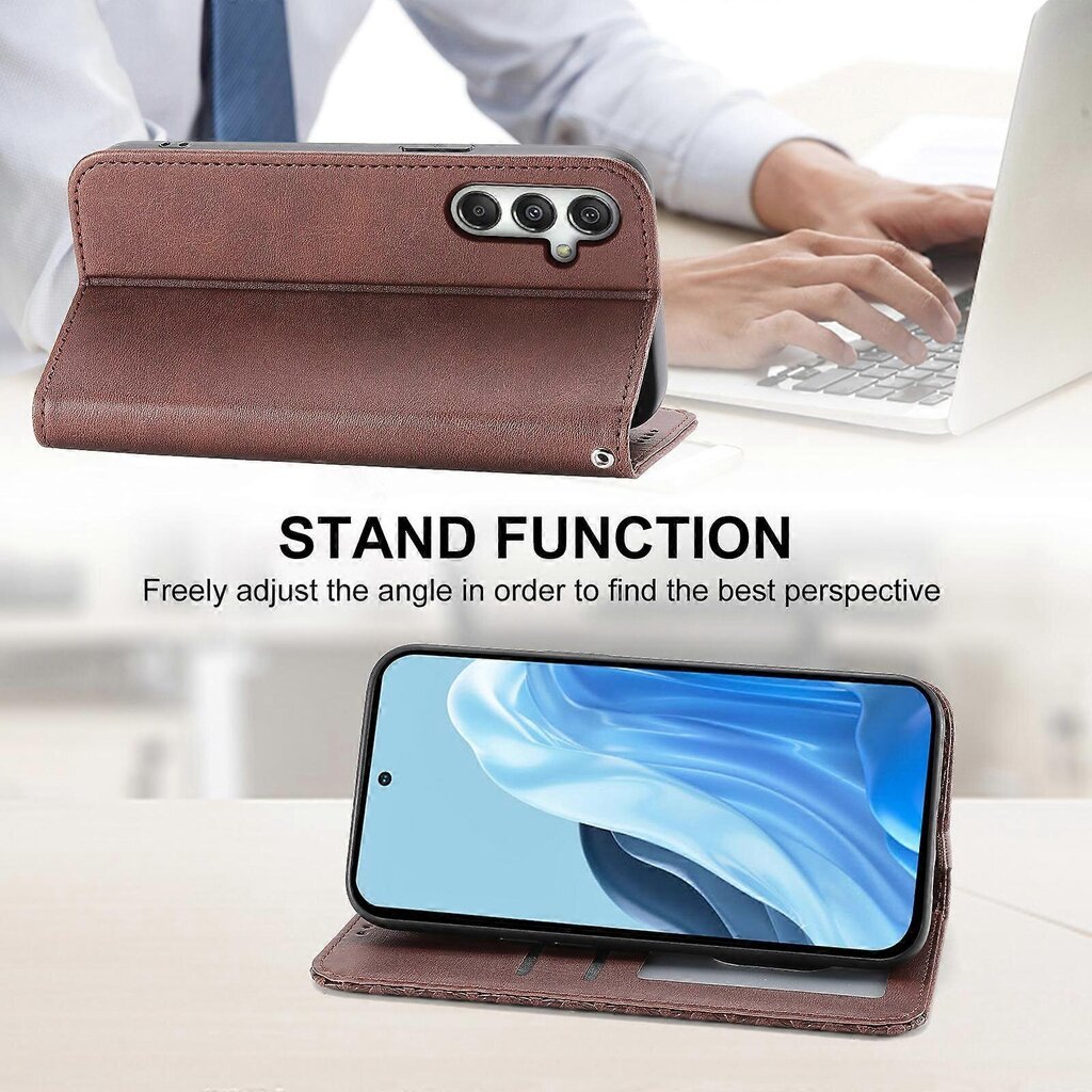 Samsung Galaxy M35 5G Case Calf Texture PU-nahkaiselle puhelimen suojakuorelle lompakolla hinta ja tiedot | Puhelimen kuoret ja kotelot | hobbyhall.fi