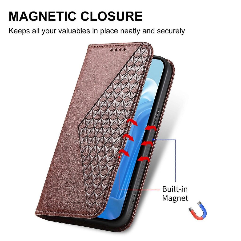 Samsung Galaxy M35 5G Case Calf Texture PU-nahkaiselle puhelimen suojakuorelle lompakolla hinta ja tiedot | Puhelimen kuoret ja kotelot | hobbyhall.fi