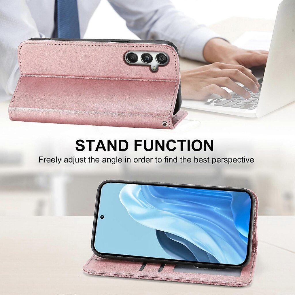 Samsung Galaxy M35 5G Case Calf Texture PU-nahkaiselle puhelimen suojakuorelle lompakolla hinta ja tiedot | Puhelimen kuoret ja kotelot | hobbyhall.fi