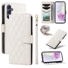 Samsung Galaxy A35 5G Case Lompakko Rhombus Nahkainen puhelimen suojus olkahihnalla, rannehihna hinta ja tiedot | Puhelimen kuoret ja kotelot | hobbyhall.fi