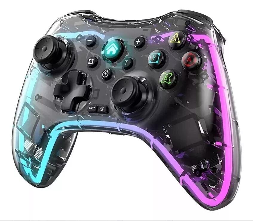 Langaton Gamepad-ohjain Switchille / PC lle Läpinäkyvä Rgb-punainen väri hinta ja tiedot | Ohjain- ja laajennuskortit | hobbyhall.fi