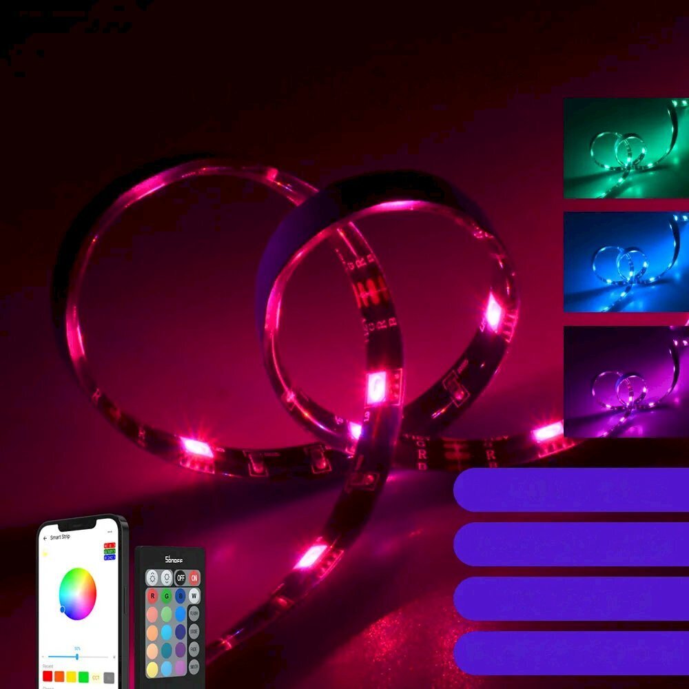 RGB vedenpitävä älykäs LED nauhat kaukosäädin WiFi virtalähde, Sonoff L2-5M1, 5 m. hinta ja tiedot | Älylaitteiden lisätarvikkeet | hobbyhall.fi