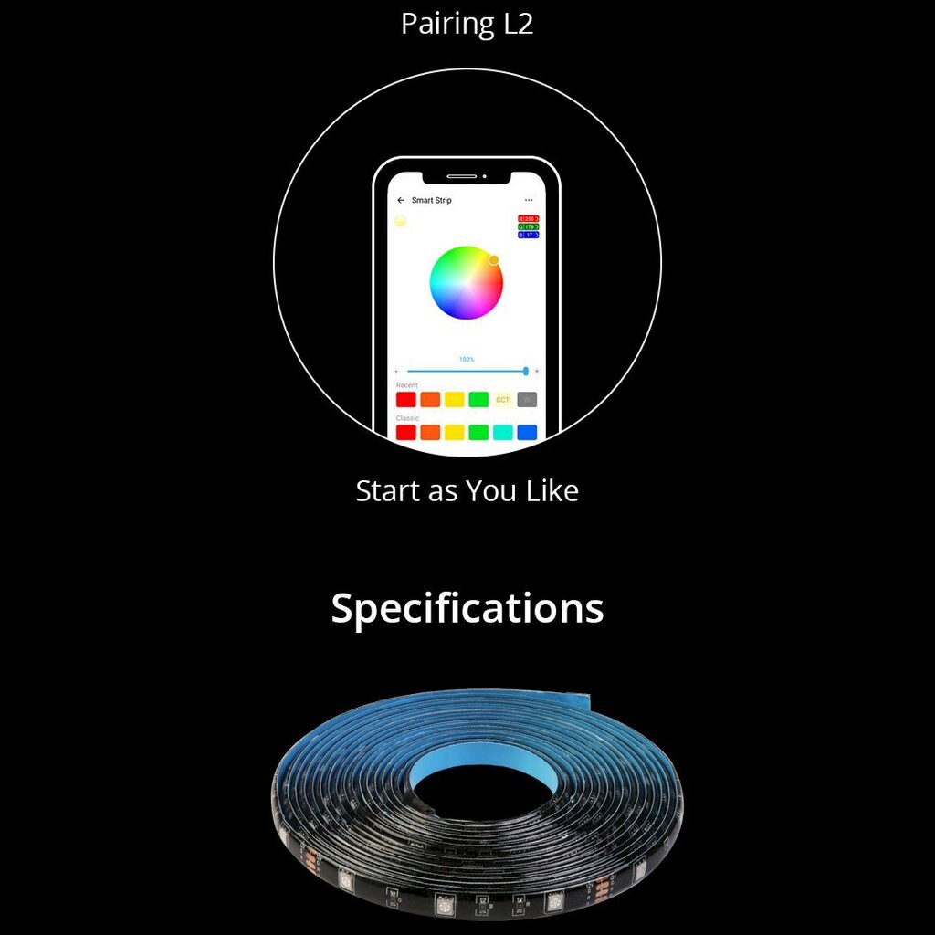 Kaukosäädin LED vedenpitävä älykäs RGB nauha, Sonoff L2-2M , 2 m. hinta ja tiedot | Älylaitteiden lisätarvikkeet | hobbyhall.fi