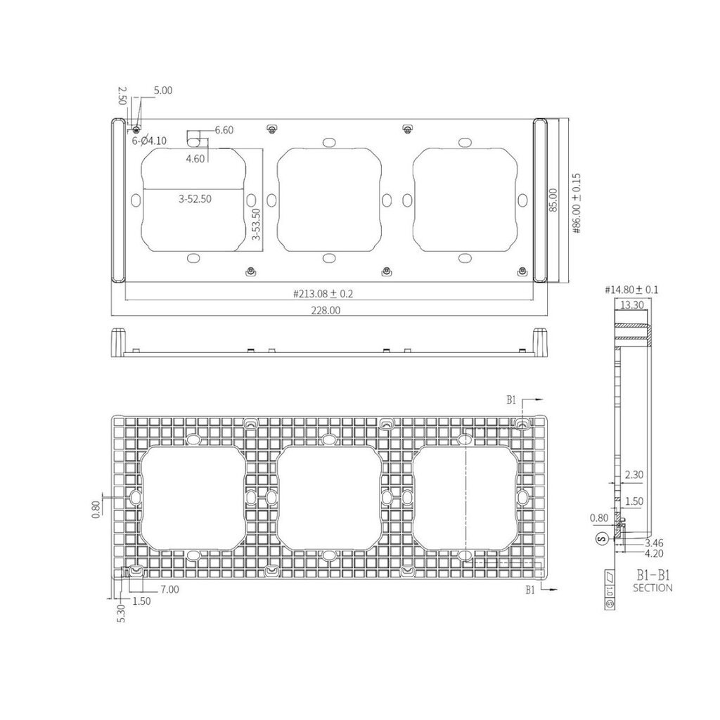 Kolminkertainen asennuskehys M5-80 seinäkytkimille, 22,8 cm. x 8,6 cm. x 14,8 cm. hinta ja tiedot | Älylaitteiden lisätarvikkeet | hobbyhall.fi