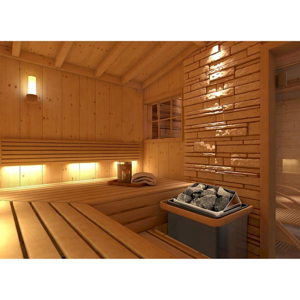 Sähkökiuas, Uniprodo UNI_SAUNA_G4,5.0KW, 3-6 m3 enintään 110C, 400 V., 4,5 kW, musta ja hopea. hinta ja tiedot | Kylpyammeet | hobbyhall.fi