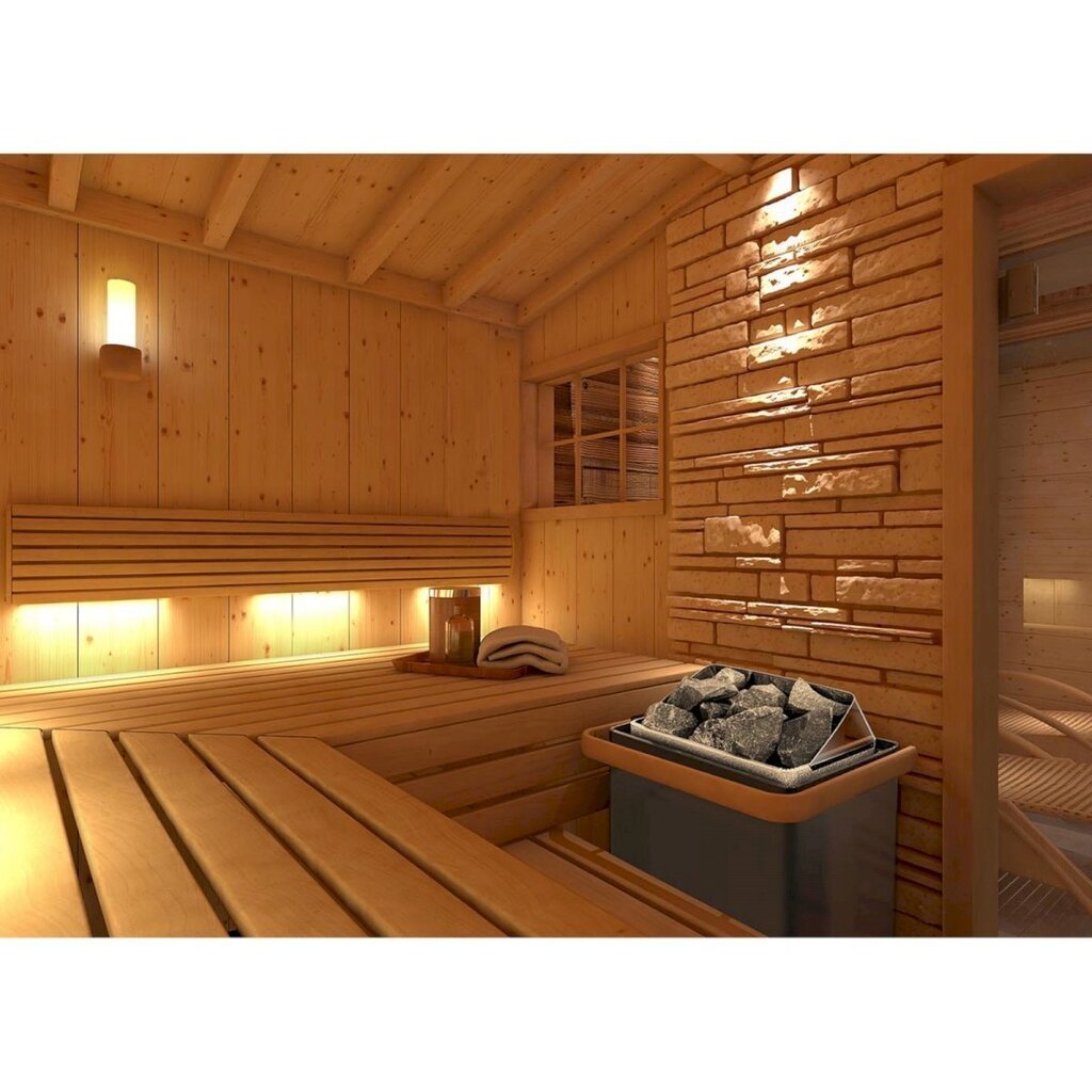 Sähkökiuas, Uniprodo UNI_SAUNA_G6.0KW, 5-9 m3 jopa 110C, 400 V., 6 kW, musta ja hopea. hinta ja tiedot | Kylpyammeet | hobbyhall.fi