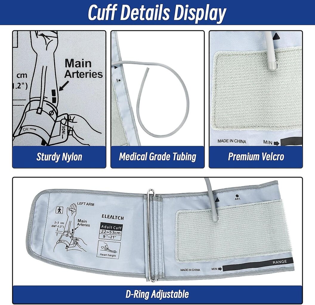 Erittäin suuri mansetti, joka on yhteensopiva Omronin 9–21 tuuman (22–53 cm) XL-verenpaineen kanssa, aikuisten ARM BP:n vaihtomansetti isolle käsivarrelle, harmaa hinta ja tiedot | Uimaliivit ja kellukkeet | hobbyhall.fi