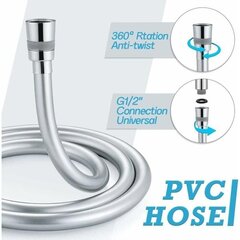 Suihkuletku PVC-suihkuletku 1,5 m, 360° kiertymätön suihkuletku messinkiliittimellä, yleiskäyttöinen G 1/2 hinta ja tiedot | Suihkupäät ja tarvikkeet | hobbyhall.fi