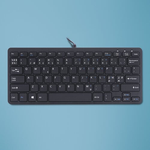 R-Go Compact Ergonomic Keyboard, QWERTY (pohjoismainen), langallinen musta hinta ja tiedot | Hiiret | hobbyhall.fi