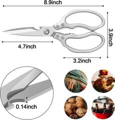 Keittiösakset, raskaat keittiösakset, terävät, monitoimiset ruostumattomasta teräksestä valmistetut sakset kanalle, siipikarjalle, kalalle, lihalle, vihanneksille, hinta ja tiedot | Keittiövälineet | hobbyhall.fi