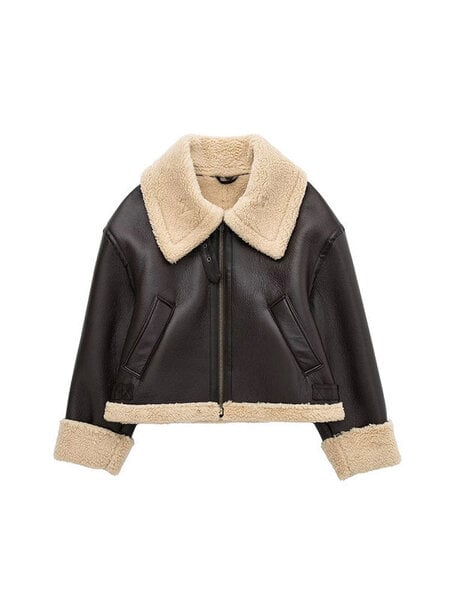 (S-As Picture)Nlzgmsj Talvi 2024 Naisten Takit Takit Faux Shearling Lampaannahka Takki Retro Moottoripyörätakki Fleece Nainen Takit Päällysvaatteet Topit