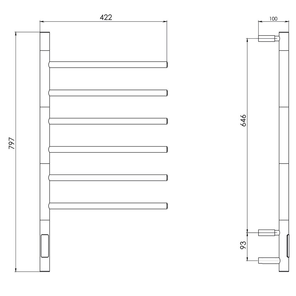 Sähkökäyttöinen pyyhekuivain Telvel Ti F6 GREY, 43х80 cm, 90 W hinta ja tiedot | Kylpyhuoneen patterit ja pyyhekuivaimet | hobbyhall.fi