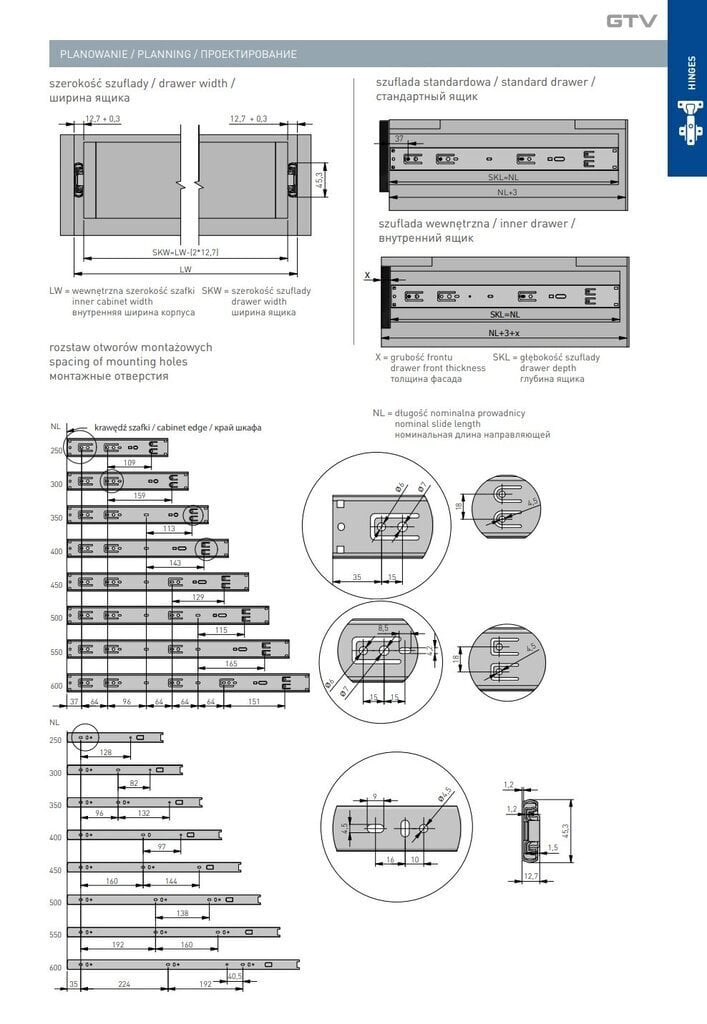 Laakerilaatikon kannattimet, 45x450 mm pehmeällä vedolla, musta, 1 pari hinta ja tiedot | Vuodevaatelaatikot | hobbyhall.fi