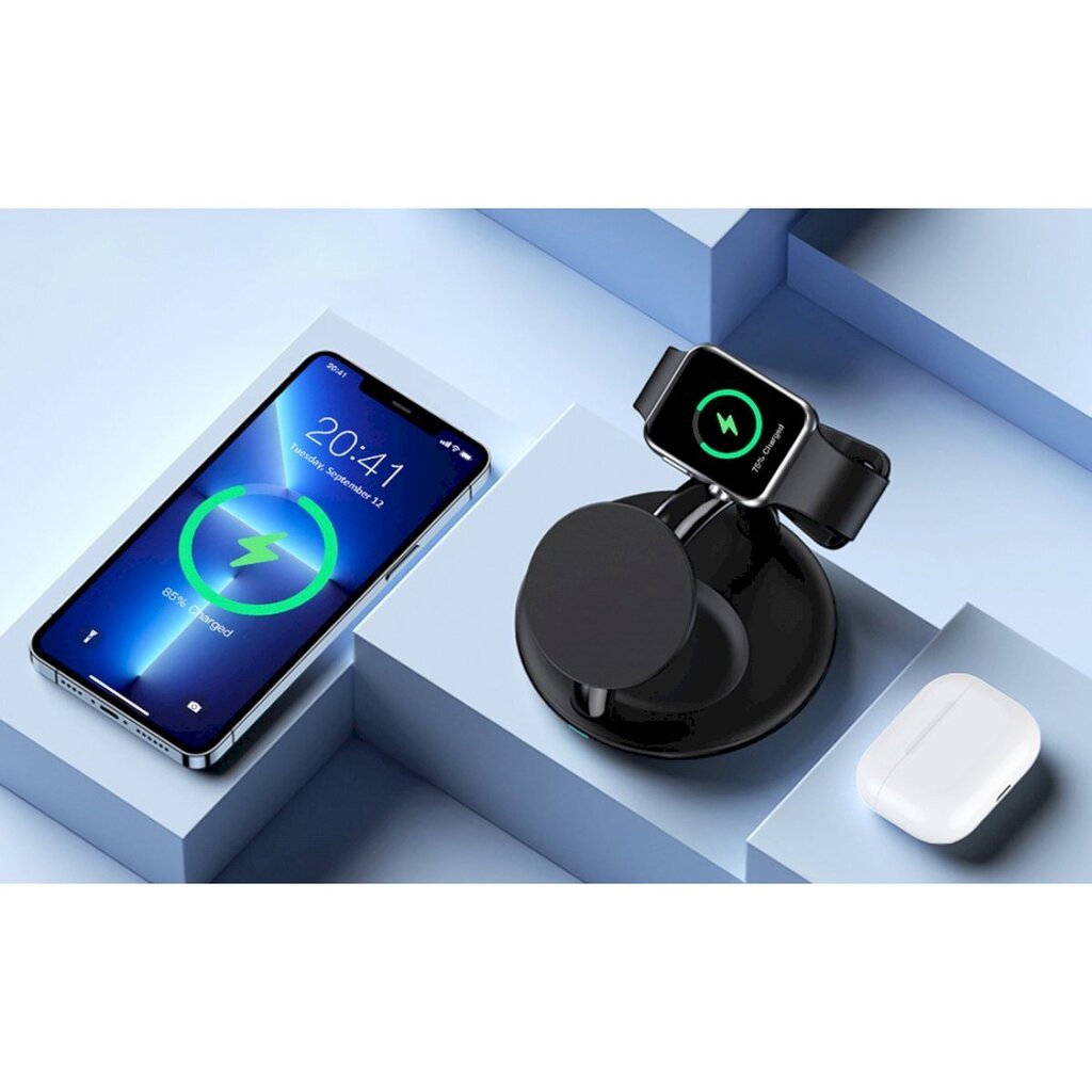 Induktiivinen latausasema, 3in1, Choetech T587-F1, iPhone AirPods Pro, Apple Watch, musta hinta ja tiedot | Varavirtalähteet | hobbyhall.fi