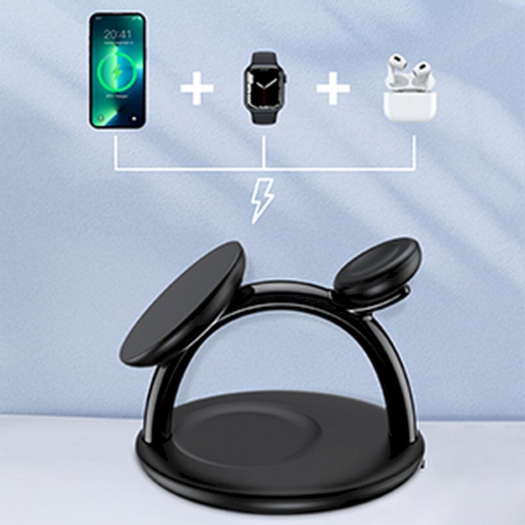 Induktiivinen latausasema, 3in1, Choetech T587-F1, iPhone AirPods Pro, Apple Watch, musta hinta ja tiedot | Varavirtalähteet | hobbyhall.fi