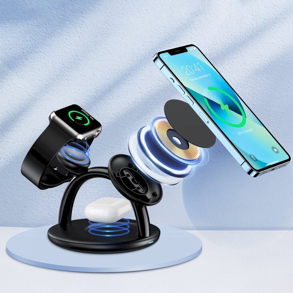 Induktiivinen latausasema, 3in1, Choetech T587-F1, iPhone AirPods Pro, Apple Watch, musta hinta ja tiedot | Varavirtalähteet | hobbyhall.fi