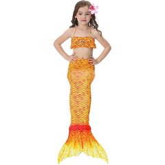 Lasten Tyttö Merenneito 3-osainen setti Cosplay-asu Fishtail Bikini-uimapuku oranssi hinta ja tiedot | Uimaliivit ja kellukkeet | hobbyhall.fi