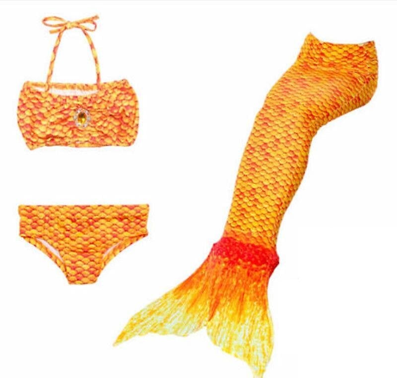 Lasten Tyttö Merenneito 3-osainen setti Cosplay-asu Fishtail Bikini-uimapuku oranssi hinta ja tiedot | Uimaliivit ja kellukkeet | hobbyhall.fi