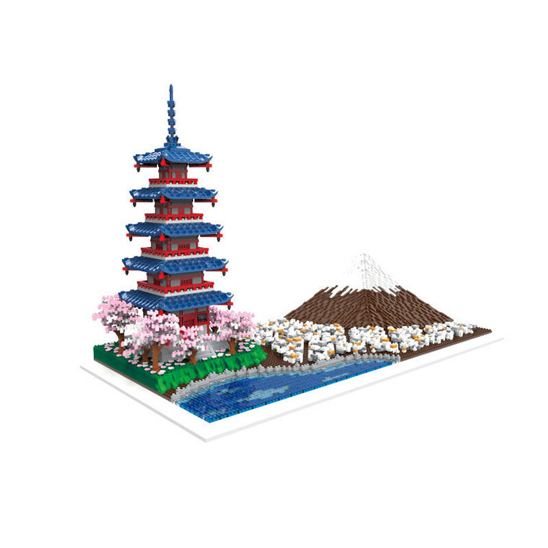 Fujiyama Micro Rakennuspalikat Japani Fuji Mount Chureito Pagoda 3D-malli koottu minipalikoita figuurilelu lasten lahjoihin hinta ja tiedot | Palapelit | hobbyhall.fi