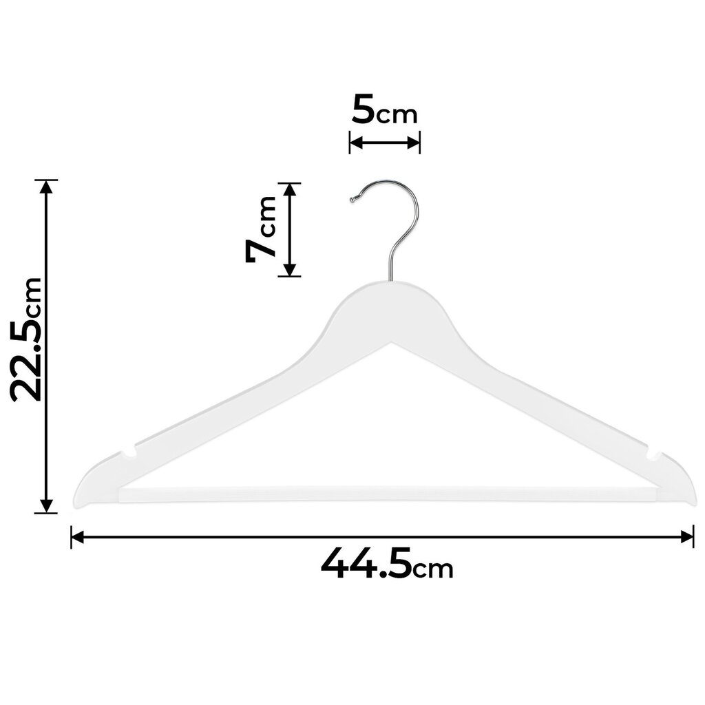 Vaateripustimet – puusta, housutangolla ja olkainlovilla, koukut pyörivät 360 astetta, pakkauksessa 30 kpl, puvuille, paidoille, mekoille, valkoiset, "HB". hinta ja tiedot | Naulakot | hobbyhall.fi