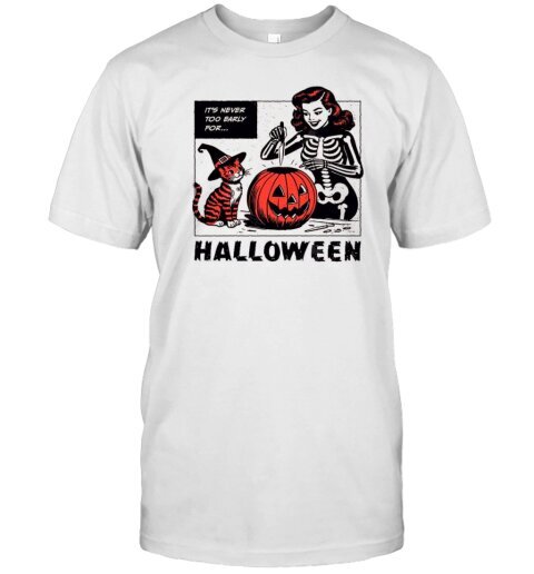 Its Never Too Early For Halloween , Spooky Season Halloween Trendy Retro Mama Witch Cat Tee T-Shirt hinta ja tiedot | Miesten T-paidat | hobbyhall.fi