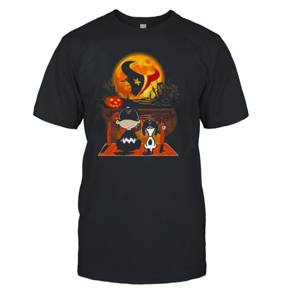 Snoopy And Charlie Brown Houston Texans Sitting Under Moon Halloween 2023 T-shirt hinta ja tiedot | Miesten T-paidat | hobbyhall.fi