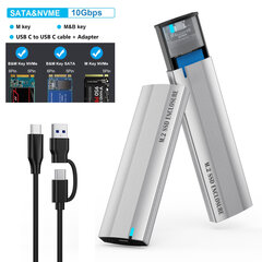 Nvme M.2 SSD Usb3.1-sovitin Box Dual Protocol 10gbp:hen hinta ja tiedot | Adapterit | hobbyhall.fi