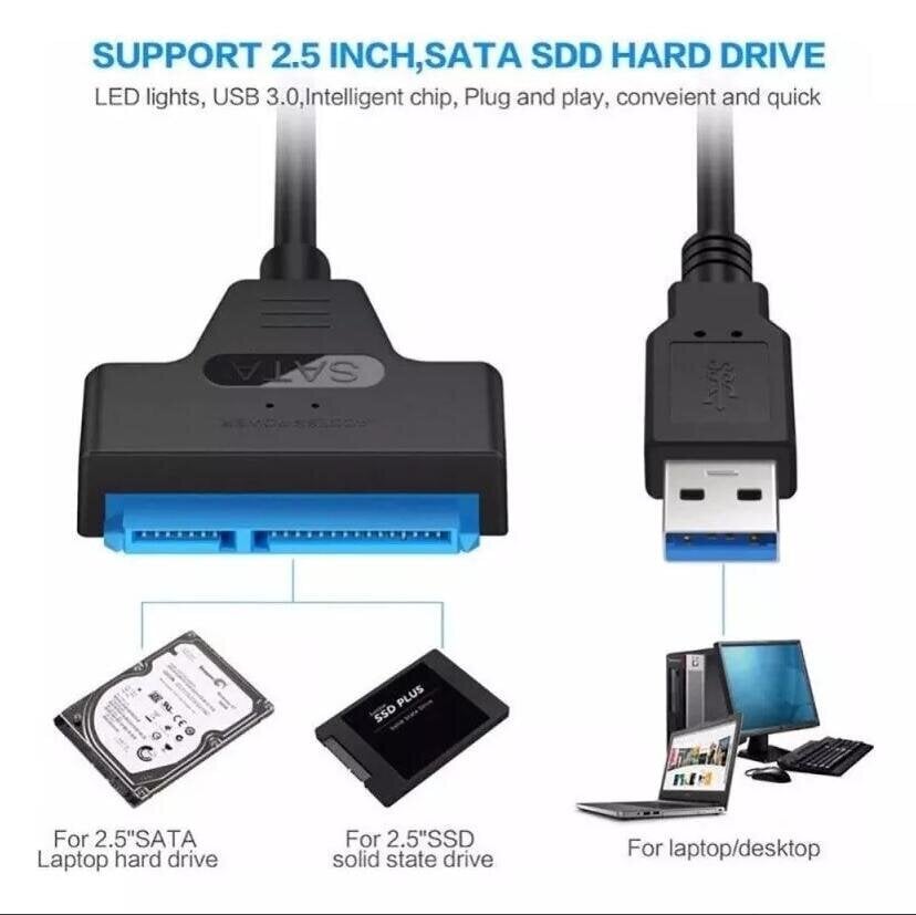 Usb-sovitin kaapeli 3.0 Sata Iii 2.5 6Gbps väri musta Usb-sovitin kaapeli 3.0 Sata Iii 2.5 6Gbps väri musta hinta ja tiedot | Adapterit | hobbyhall.fi