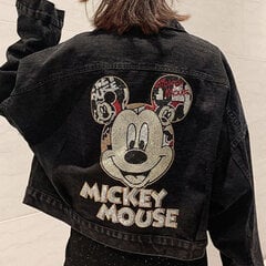 (xL -musta)Disney Mickey Sarjakuva Muoti Farkkutakki Hip-hop Streetwear Trendikäs Miesten Naisten Takit Uudet Korean Loose Harajuku Couples Y2k Topit hinta ja tiedot | Naisten takit | hobbyhall.fi