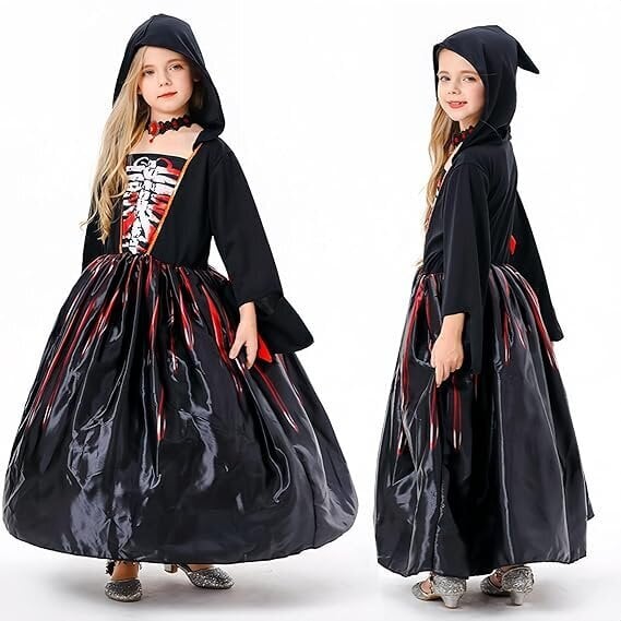 Fairytale Witch mekko Halloween-roolipeliasu hupulla tytöille hinta ja tiedot | Naamiaisasut | hobbyhall.fi