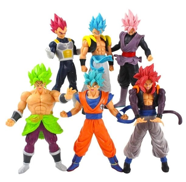 6 kpl Dragon Ball luvut Son Goku Musta Zamasu Vegeta Broly Gogeta Kakarotto Super Saiyan 4 anime malli lelu piirroslelu