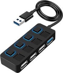 4-porttinen USB 3.0 -keskitin, jossa on yksittäinen LED-valaistu virtakytkin, USB-laajennus Macille, PC:lle ja kannettaville tietokoneille hinta ja tiedot | Kaapelit ja adapterit | hobbyhall.fi