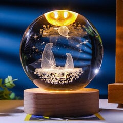 3D Crystal Ball LED-yövalo, lämmin valkoinen hinta ja tiedot | Lastenhuoneen valaisimet | hobbyhall.fi