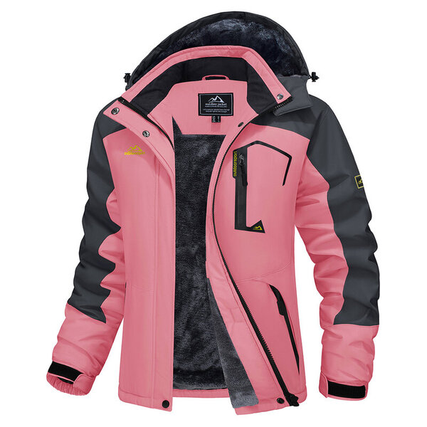 (US M(CN L)-Pink Grey)MAGCOMSEN Naisten Trend Hiihtotakki Talvi lämmin Fleece Parka Vedenpitävä Työ Sadetakki Tuulitakki Ulkovaatteet Lumisade Retkeily Kalastus