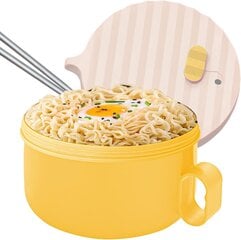 Mikroaaltouunissa käytettävä ramen-kulho kahvalla ja syömäpuikot kannella kotiin, toimistoon, korkeakoulun asuntolaan hinta ja tiedot | Astiat | hobbyhall.fi