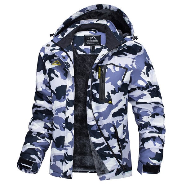 (US L(CN xL)-Grey Camo)MAGCOMSEN Naisten Trend Hiihtotakki Talvi lämmin Fleece Parka Vedenpitävä Työ Sadetakki Tuulitakki Ulkovaatteet Lumisade Retkeily Kalastus