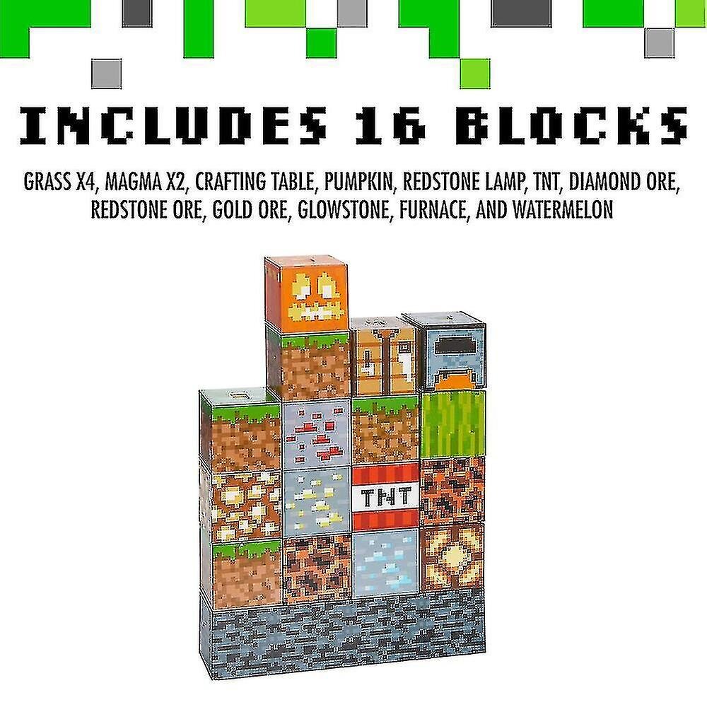 Paladone Minecraft Light Blocks - 16 uudelleen järjestettävää valolohkoa - tunnevalaistus lastenhuoneisiin hinta ja tiedot | Lastenhuoneen valaisimet | hobbyhall.fi