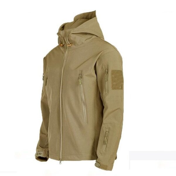 (xL-takit Khaki)Syksyn talvitakki puku miesten armeija SoftShell Tactical vedenpitävä takki Kalastus Patikointi Retkeily Kiipeily Fleece Takki