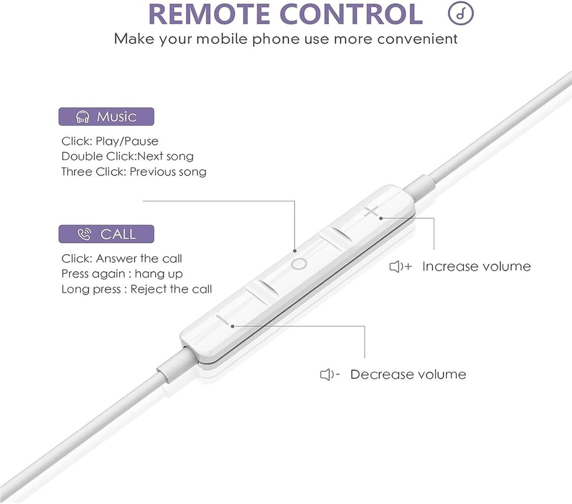 (2-PACK) iPhone EarPods Lightning Bluetooth ja ohjain (yhteensopiva 11/12/13/14 PRO MAXin kanssa) hinta ja tiedot | Kuulokkeet | hobbyhall.fi