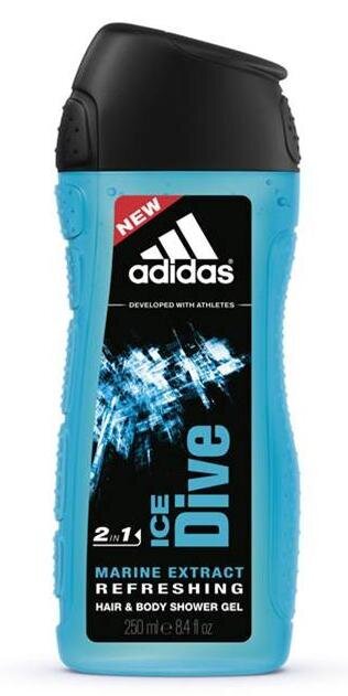 Adidas Ice Dive Suihkugeeli miehelle 250 ml hinta ja tiedot | Miesten ihonhoito | hobbyhall.fi
