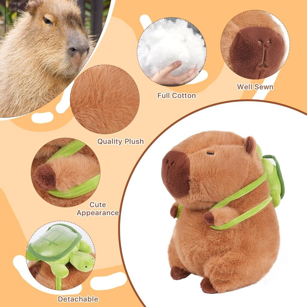 12 tuuman söpö Capybara-pehmo kilpikonnarepulla, kapybaralla täytetyt eläimet, pehmeät kapybarapehmot, lelu kapybara-nukketyyny, syntymäpäivä lapsille hinta ja tiedot | Pehmolelut | hobbyhall.fi