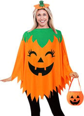 3PCS Halloween naisten kurpitsa puku, aikuisten kurpitsa viitta johtavalla hihnalla ja laukulla, naisten Halloween puku hinta ja tiedot | Naamiaisasut | hobbyhall.fi